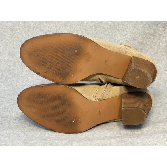 Madewell Billie Boot Ankle Zip Up Sz 8.5 Tan Suede Chunky Heel - Picture 8 of 8